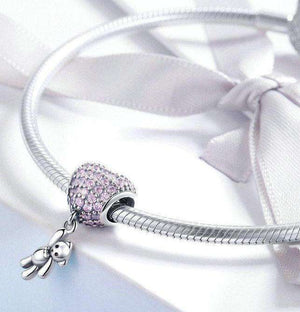 Pandora Compatible 925 sterling silver Heart Bear Pink CZ Charm From CharmSA Image 2