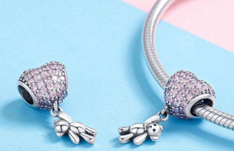 Pandora Compatible 925 sterling silver Heart Bear Pink CZ Charm From CharmSA Image 3