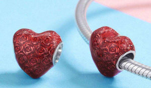 Pandora Compatible 925 sterling silver Red Rose Flower in Heart Shape Charm From CharmSA Image 2