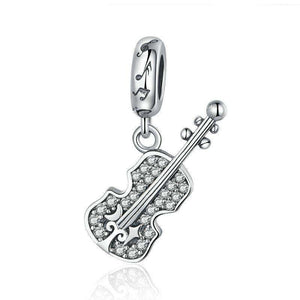 Pandora Compatible 925 sterling silver Violin Shape Clear CZ Charm From CharmSA Image 1
