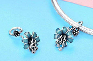 Pandora Compatible 925 sterling silver Blue Enamel Flower Charm From CharmSA Image 3