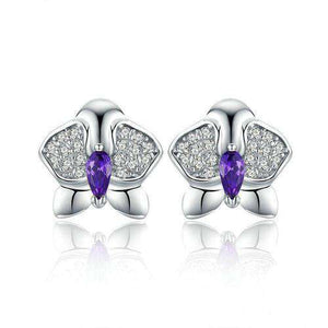 Orchid Flower Clear CZ Stud Earrings From CharmSA Image 1