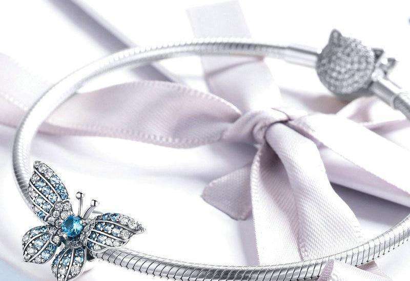 Pandora Compatible 925 sterling silver Blue CZ Butterfly Charm From CharmSA Image 2