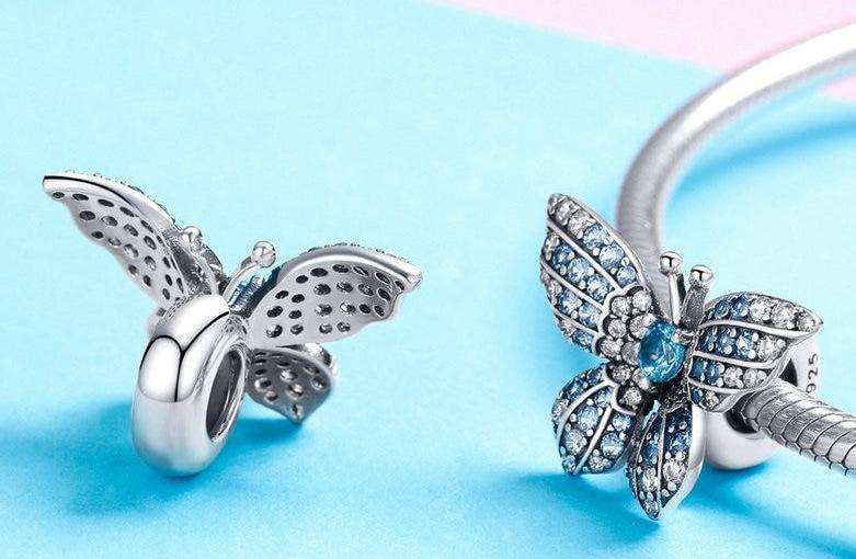 Pandora Compatible 925 sterling silver Blue CZ Butterfly Charm From CharmSA Image 3