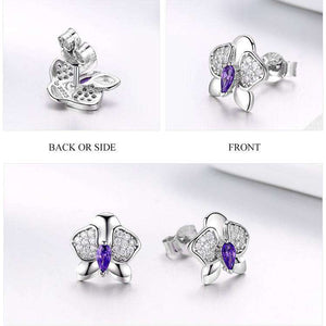 Orchid Flower Clear CZ Stud Earrings From CharmSA Image 2