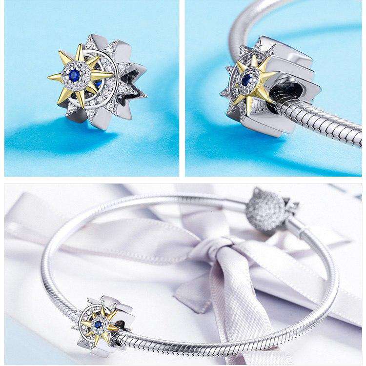 Pandora Compatible 925 sterling silver Sun and Moon CZ Charm From CharmSA Image 2