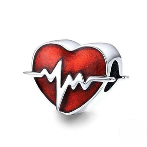 Pandora Compatible 925 sterling silver Red Enamel Heartbeat Charm From CharmSA Image 1