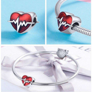 Pandora Compatible 925 sterling silver Red Enamel Heartbeat Charm From CharmSA Image 2