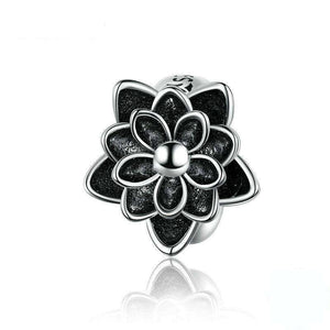 Pandora Compatible 925 sterling silver Black Flower Lotus Charm From CharmSA Image 1