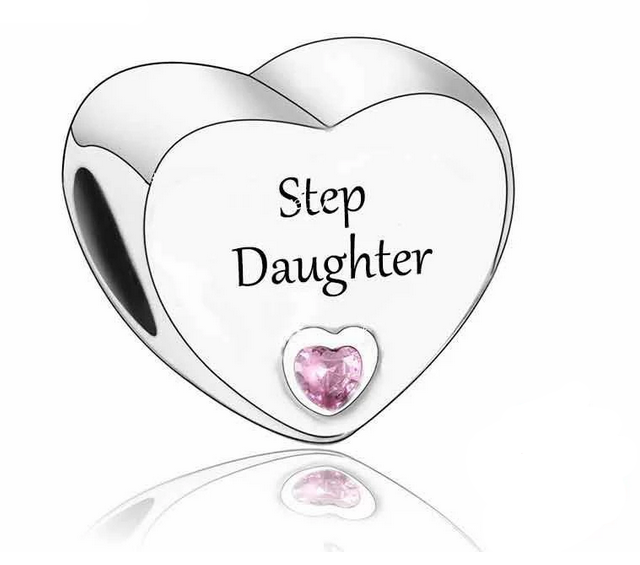 &quot;Step Daughter&quot; Engraved Heart Charm | CZ