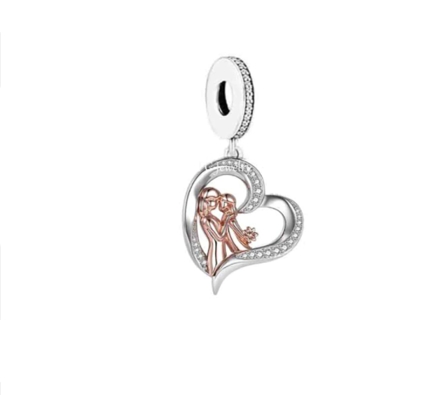 Two-Tone Mother Daughter Dangle Charm | RGP CZ